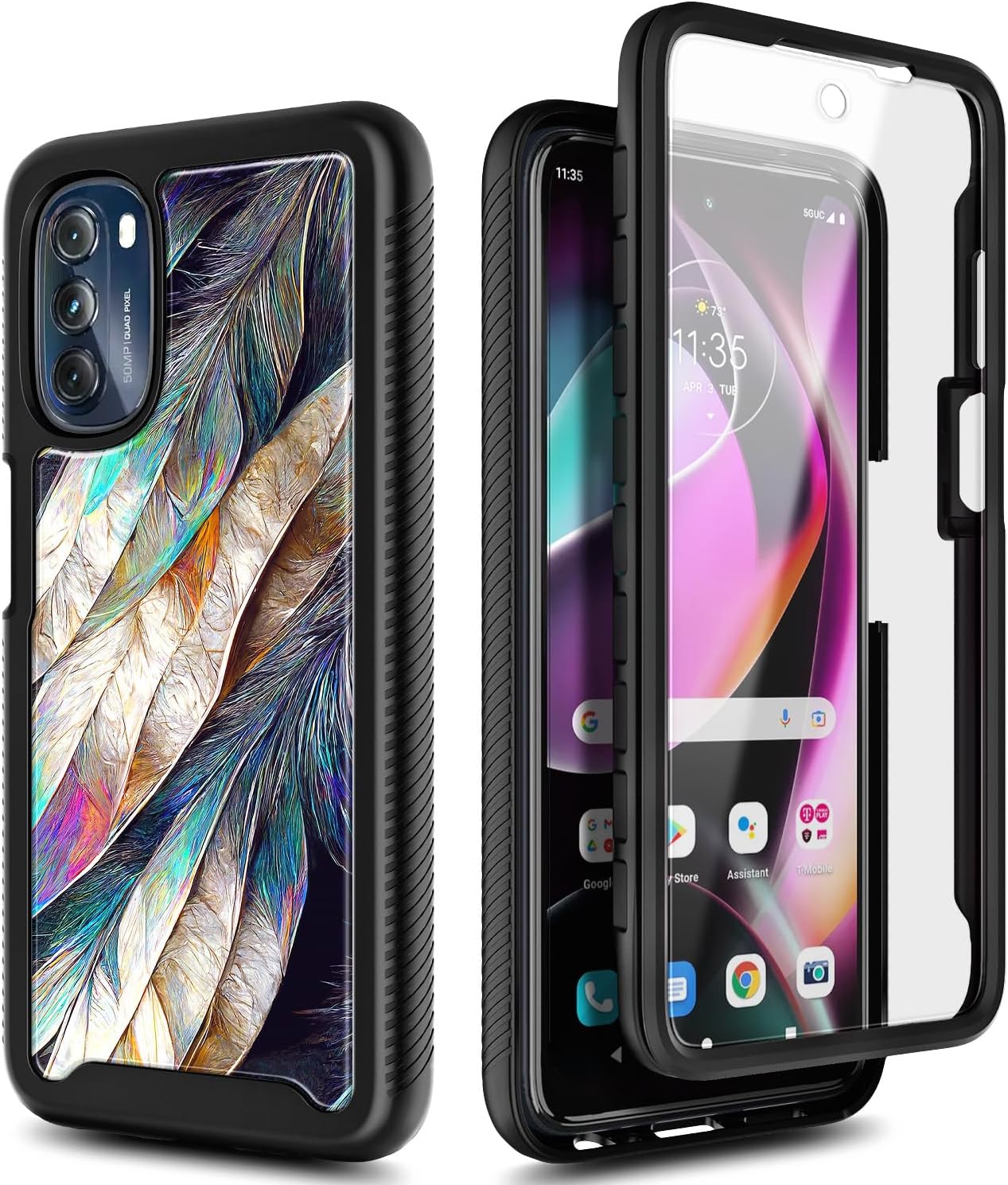 NZND Funda compatible con Motorola Moto G 5G 2022 con protector de pantalla integrado, cubierta protectora de cuerpo completo a prueba de golpes,
