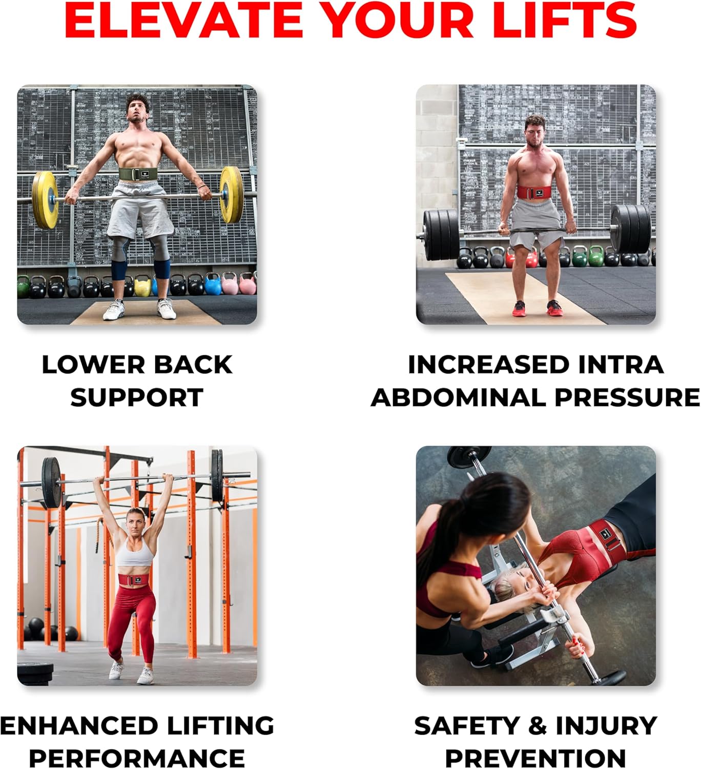 Quick Locking Weight Lifting Belt – Adjustable Lifting Belt for Powerlifting, Squat, Deadlift and Back Support, 4 inch Gym Belt for Men and Women