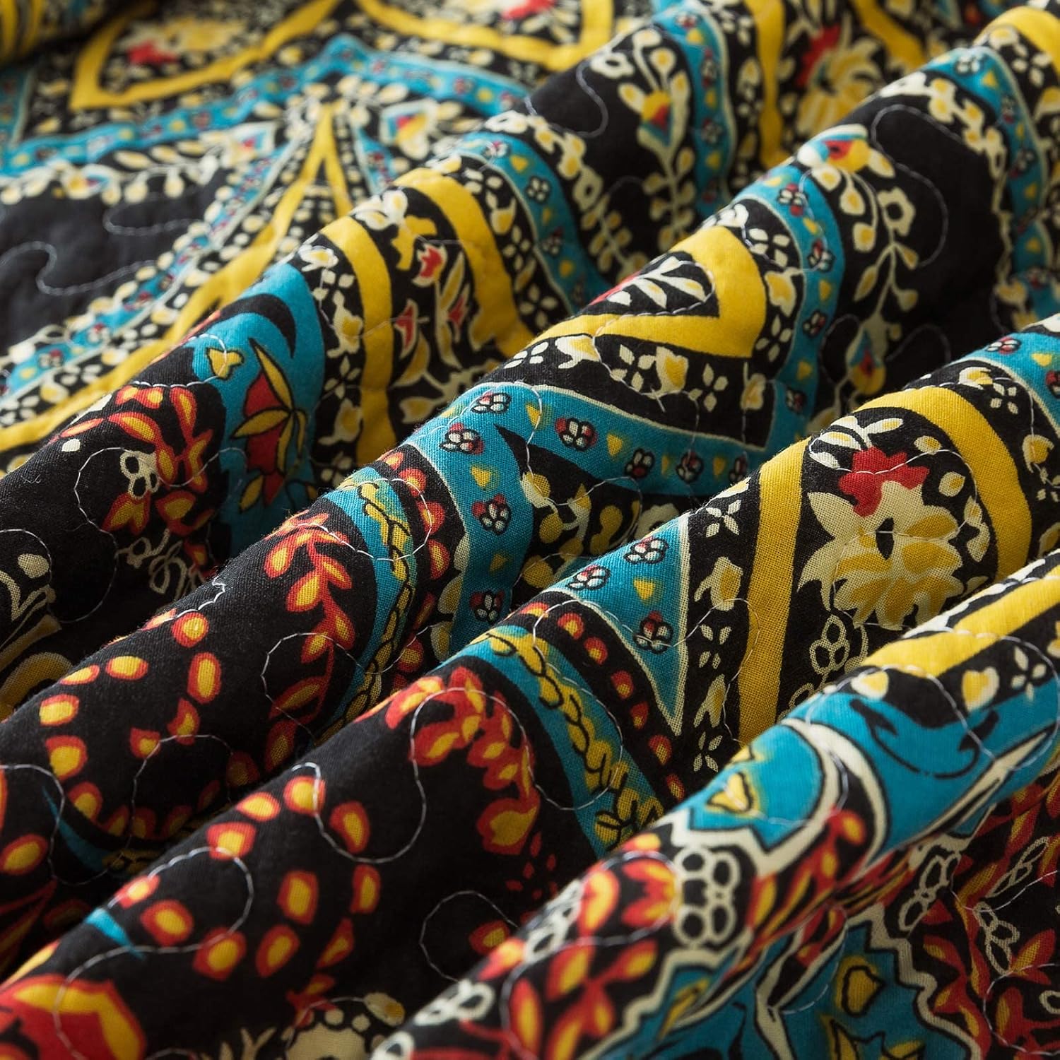 HoneiLife Juego de edredón tamaño individual  Colchas de algodón de 3 piezas con estampado de cachemira, colcha ligera, juego de ropa de cama cálida