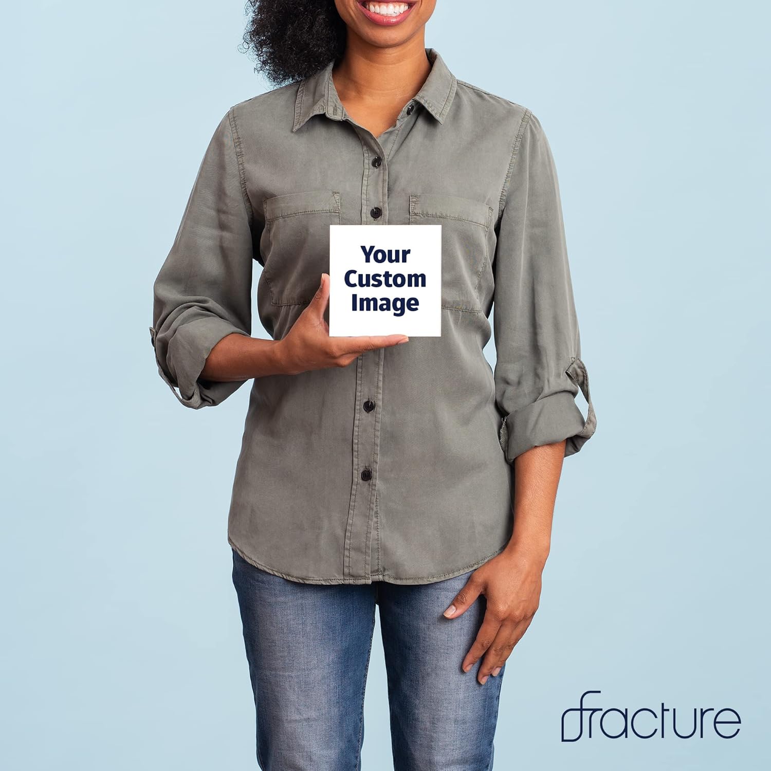 Fracture Impresión fotográfica de vidrio personalizada, 5 x 5 pulgadas, carga tu imagen, cuadrado pequeño