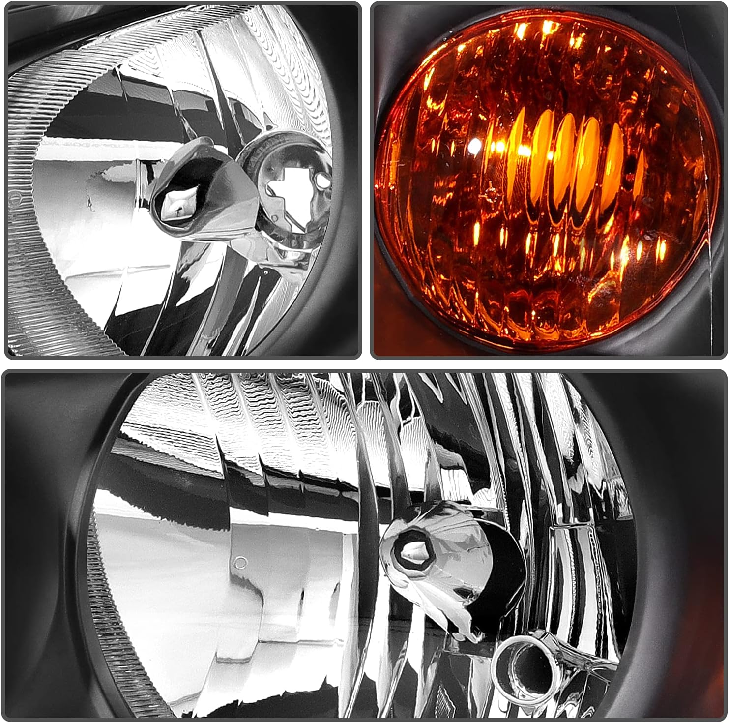 ANPART Par de faros delanteros aptos para Hyundai Elantra 2004-2006, carcasa negra, reflector ámbar, lente transparente