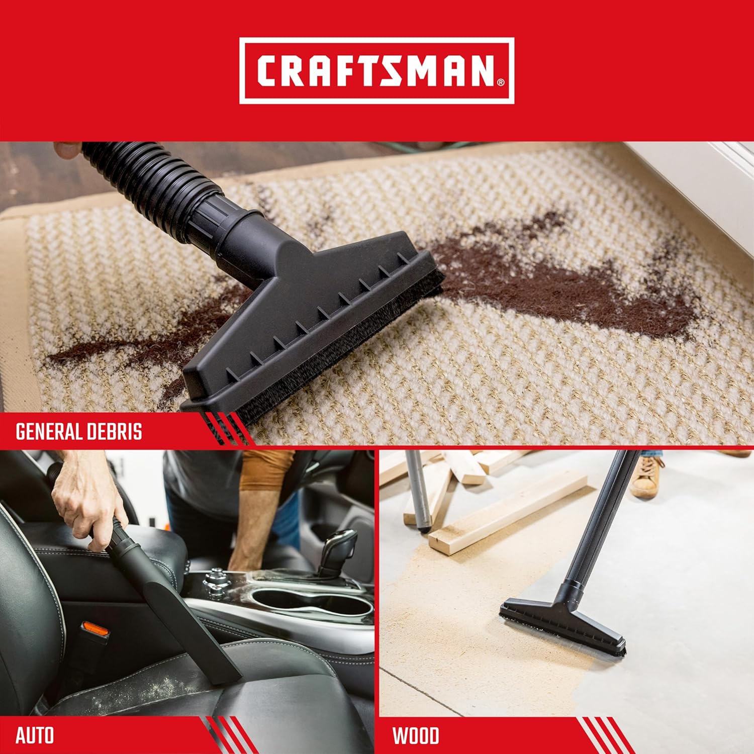 CRAFTSMAN CMXZVBE38766 Filtros secos con banda de retención, filtro de vacío de repuesto para aspiradora húmeda y seca, filtros reutilizables solo