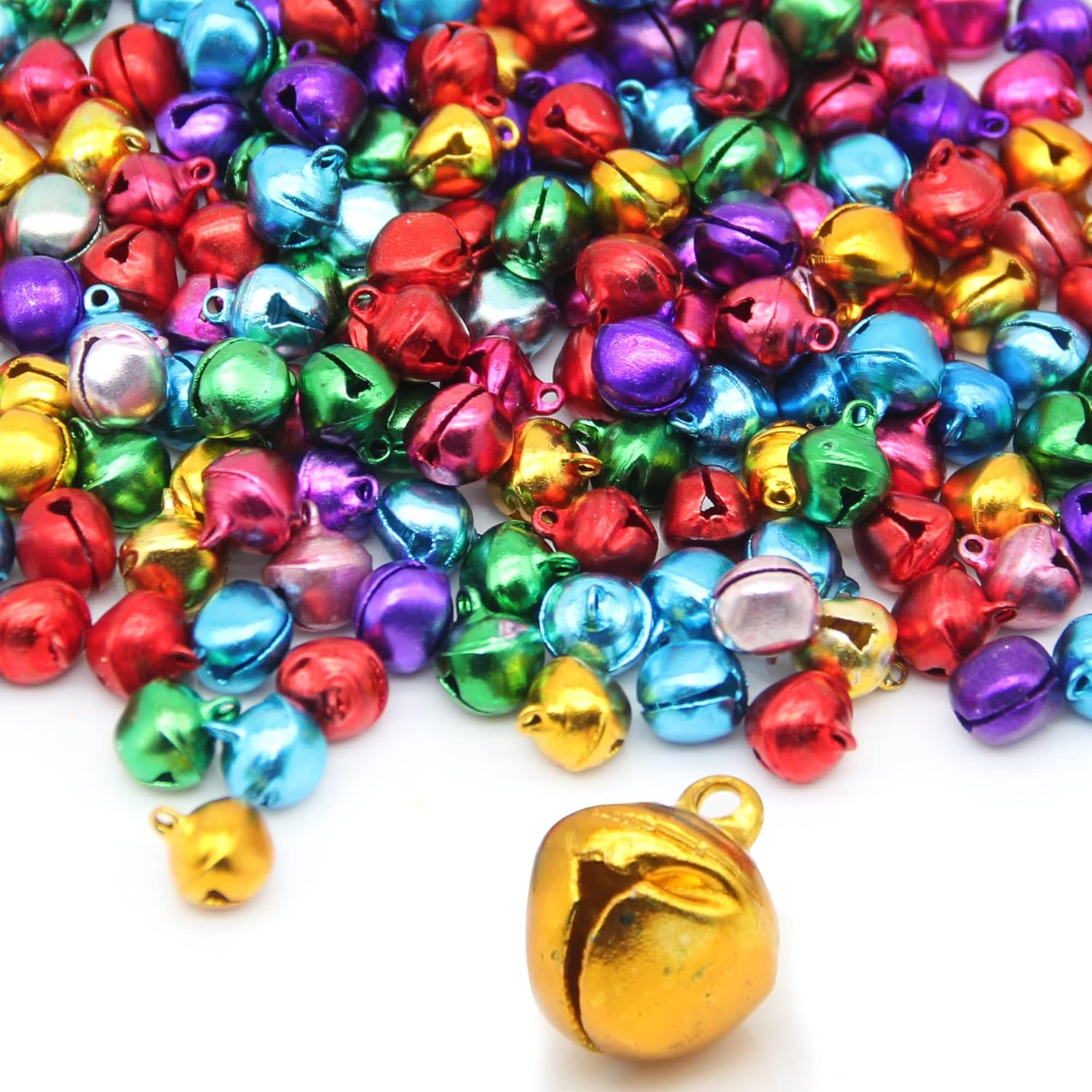 200 cascabeles de cascabel de 12 pulgada para manualidades a granel para decoración de Navidad, hogar y mascotas (7 colores al azar)