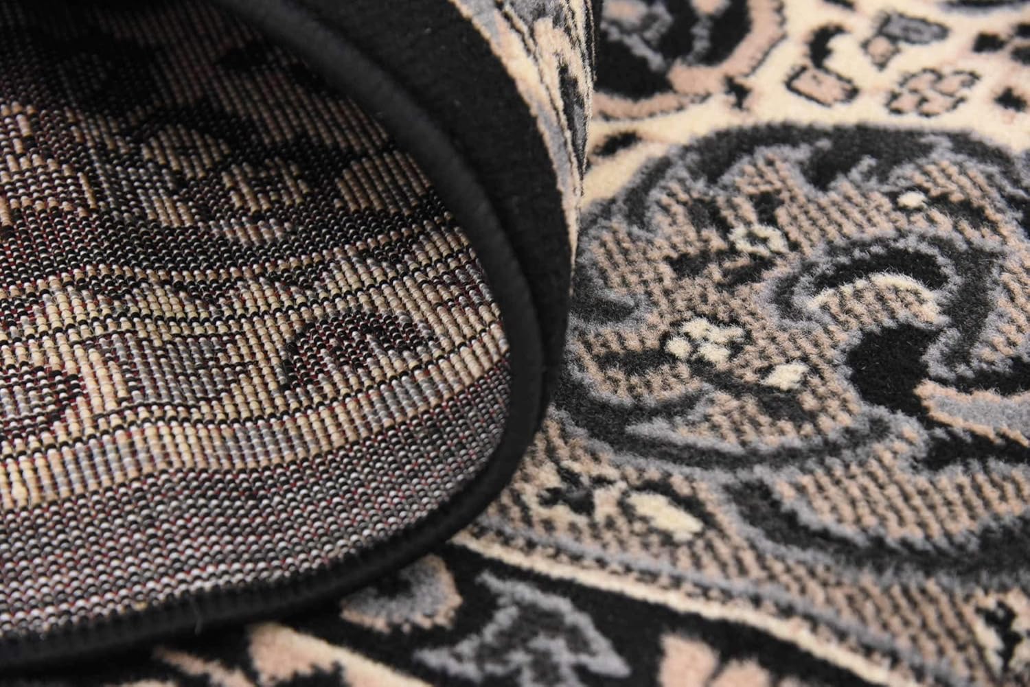 Unique Loom Reza Collection- Alfombra, Polipropileno, Negro