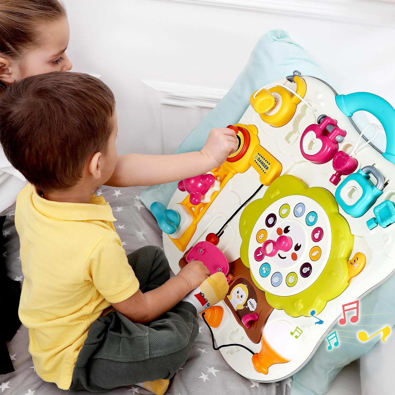 iPlay, iLearn Montessorri – Juguete sensorial para niños de 1 año, tablero de actividades de aprendizaje de habilidades motoras finas con sonido