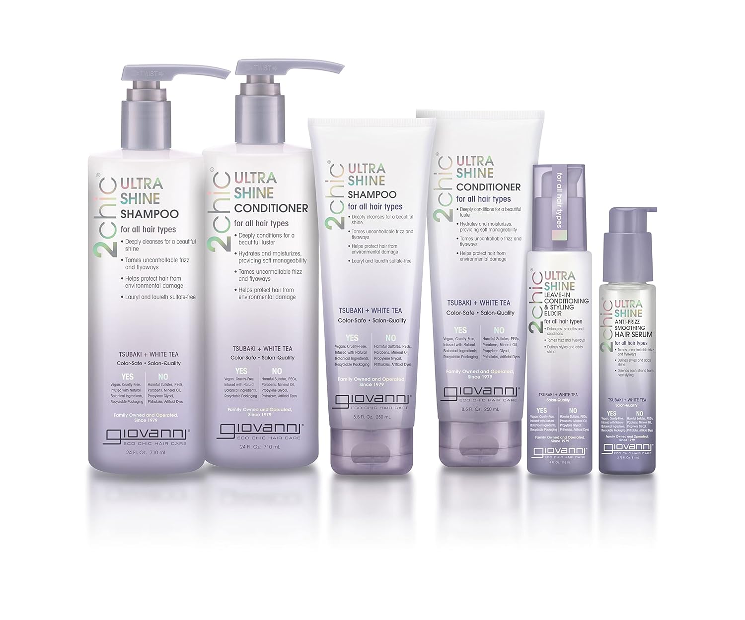GIOVANNI 2chic Acondicionador Ultra-Shine, 24 oz.  Todo tipo de cabello, complejo de doble domesticación de aceite de semilla de Tsubaki y té