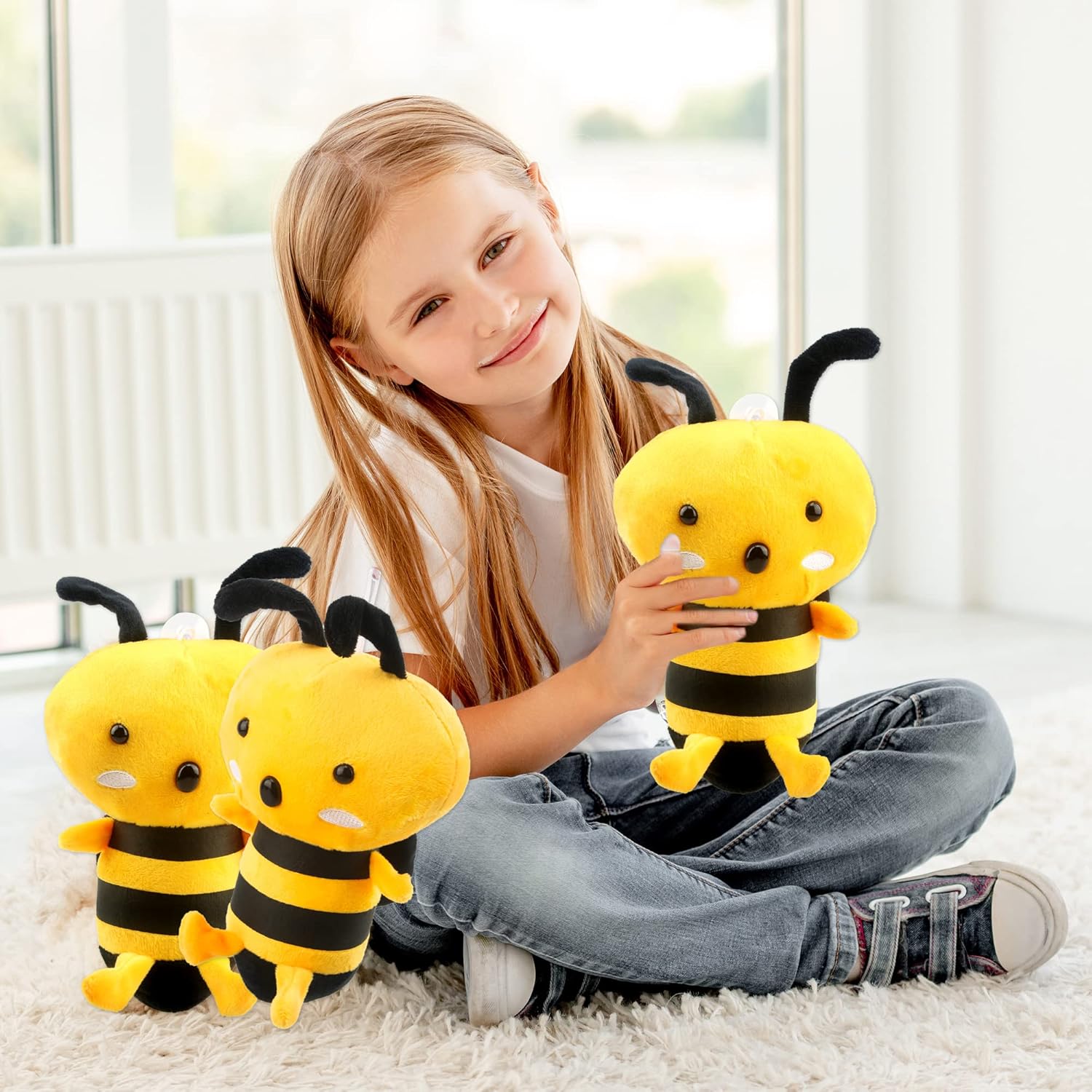 Paquete de 8 juguetes de peluche de abeja de 8 pulgadas, lindos abejorros de peluche realista suave para baby shower, tema de animales, Navidad,