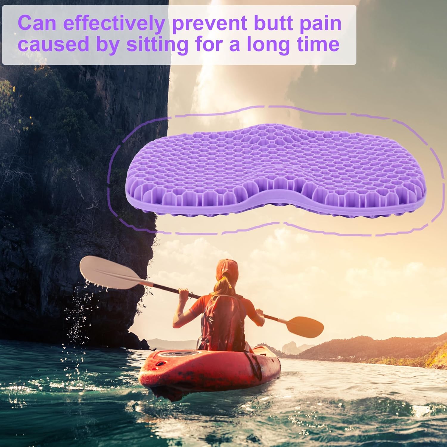 Cojín de asiento de gel para kayak, antideslizante, impermeable, grueso, para sentarse en silla de kayak, accesorios de kayak para kayak de pesca,