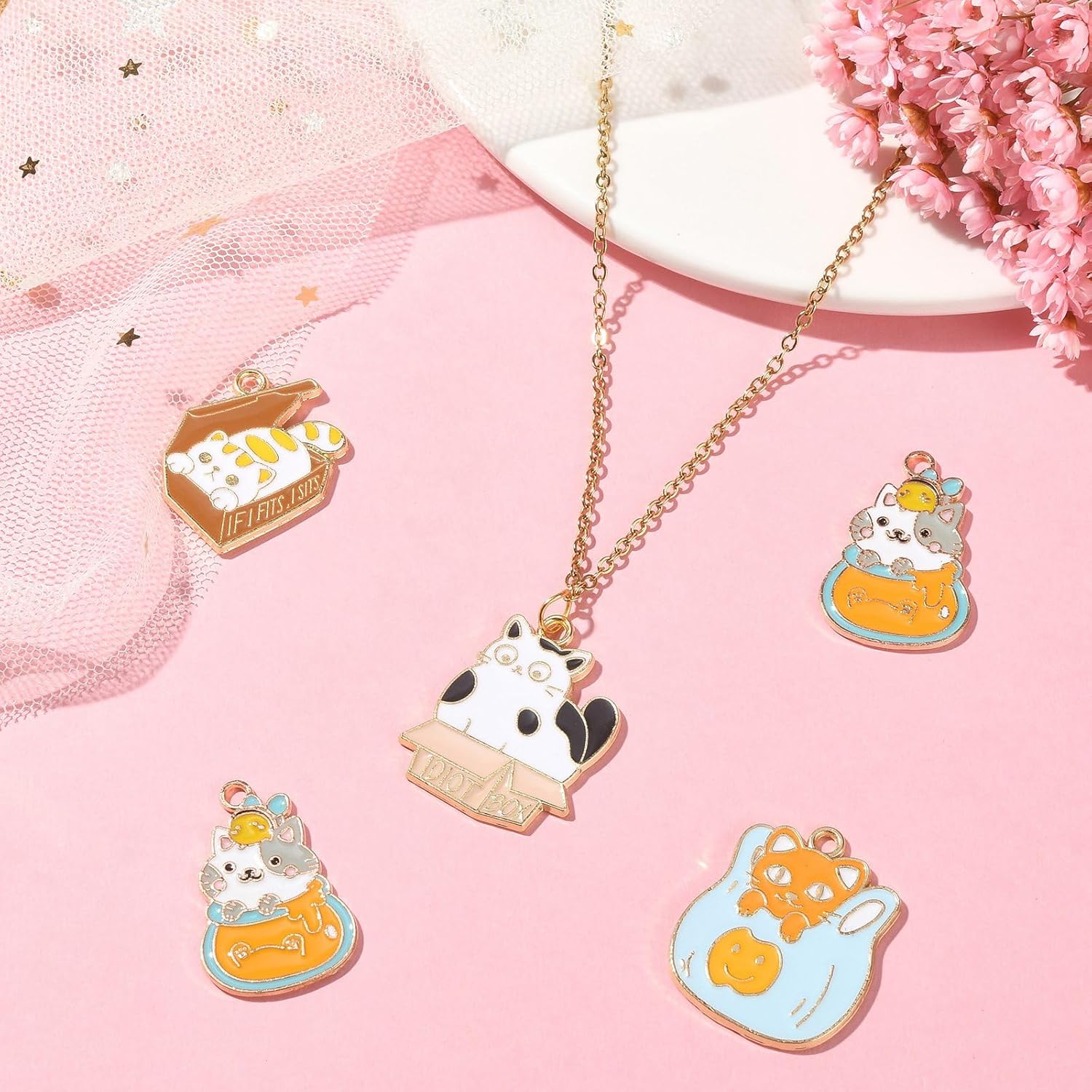 DanLingJewelry Dijes colgantes esmaltados de varios estilos de formas surtidas para hacer joyas y bricolaje, No es una piedra preciosa