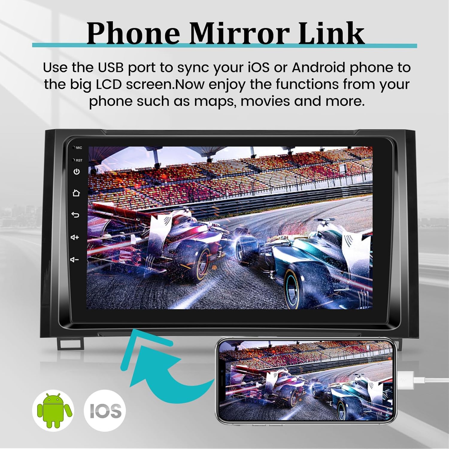 Radio de coche Android 2+64G para Toyota Tundra 2014-2017 con Apple Carplay y Android Auto – Pantalla táctil de 9 pulgadas Soporte estéreo WiFi GPS