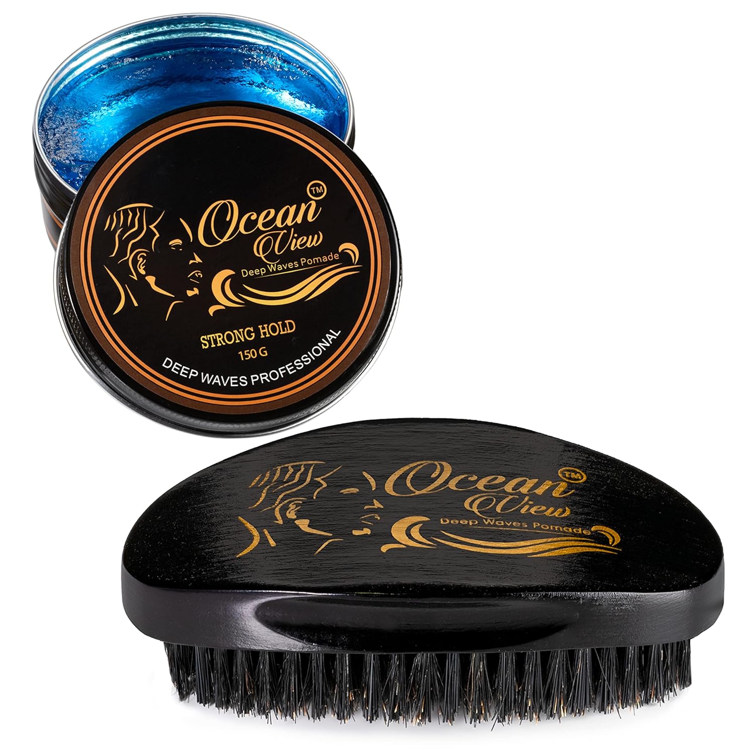 Ocean View Deep Waves Pomade Cepillo ondulado 360 + grasa de ondas 360