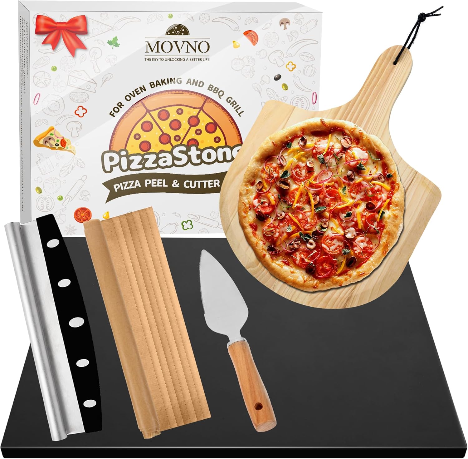 Juego de piedras para pizza, piedra grande para pizza de 15 x 12 pulgadas para horno y parrilla, piedra de hornear duradera y segura, piedra de