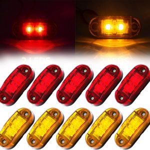 (5 unidades, ámbar, 5 unidades, rojo) 2.5 pulgadas, 2 diodos, luces de marcador lateral de remolque, luces ovaladas para remolque, luces de (5 unidades, ámbar, 5 unidades, rojo) 2.5 pulgadas, 2 diodos, luces de marcador lateral de remolque, luces ovaladas para remolque, luces de