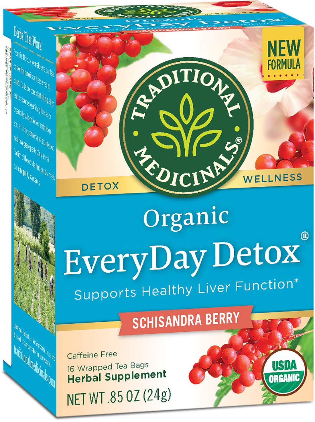 Traditional Medicinals Organic EveryDay Detox Schisandra Berry Té de hierbas, apoya la función hepática saludable, (paquete de 1)  16 bolsas de té