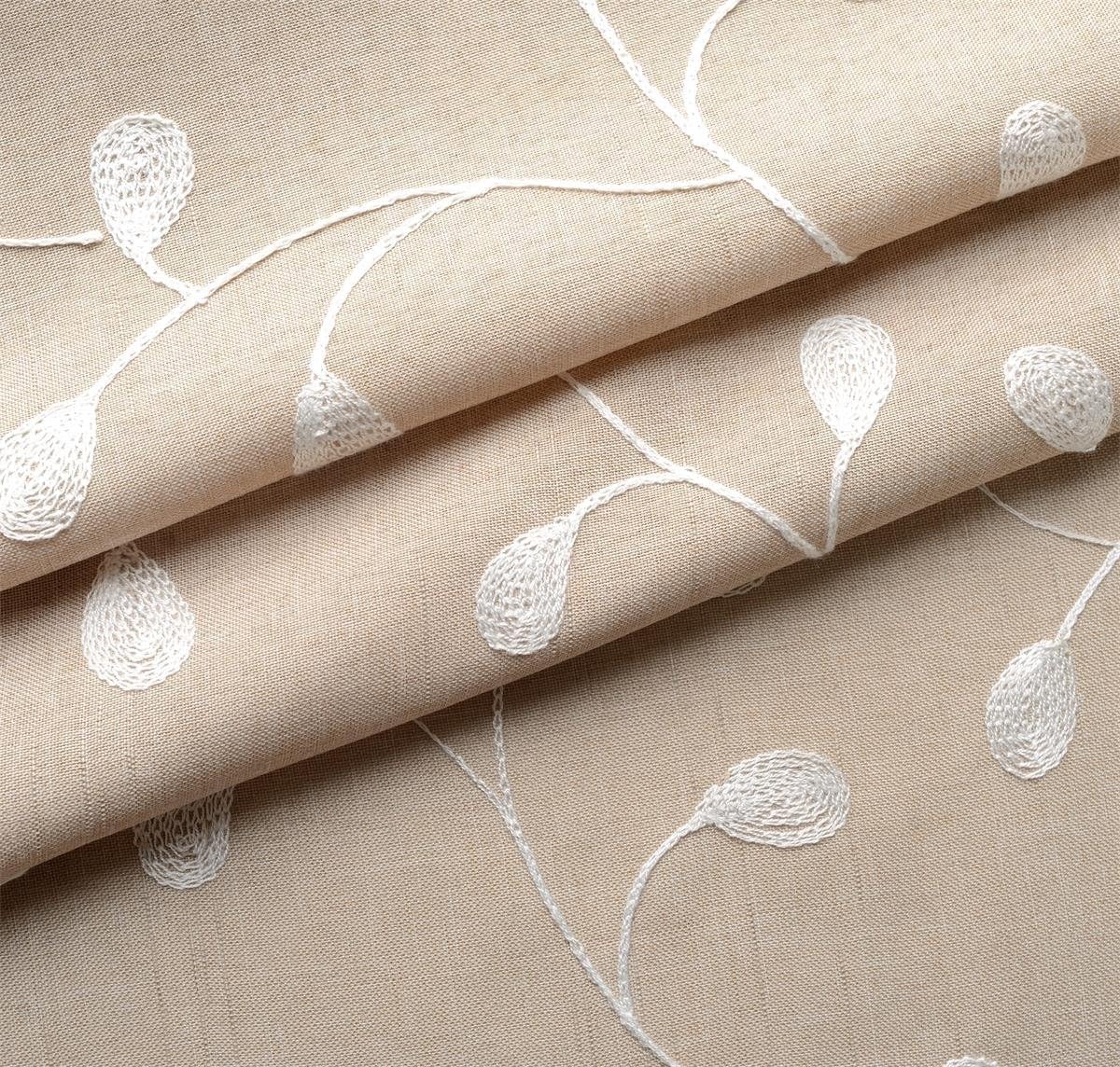 Miuco – Cortinas con ojales de lino sintético, semitransparentes, bordadas con flores, para sala de estar