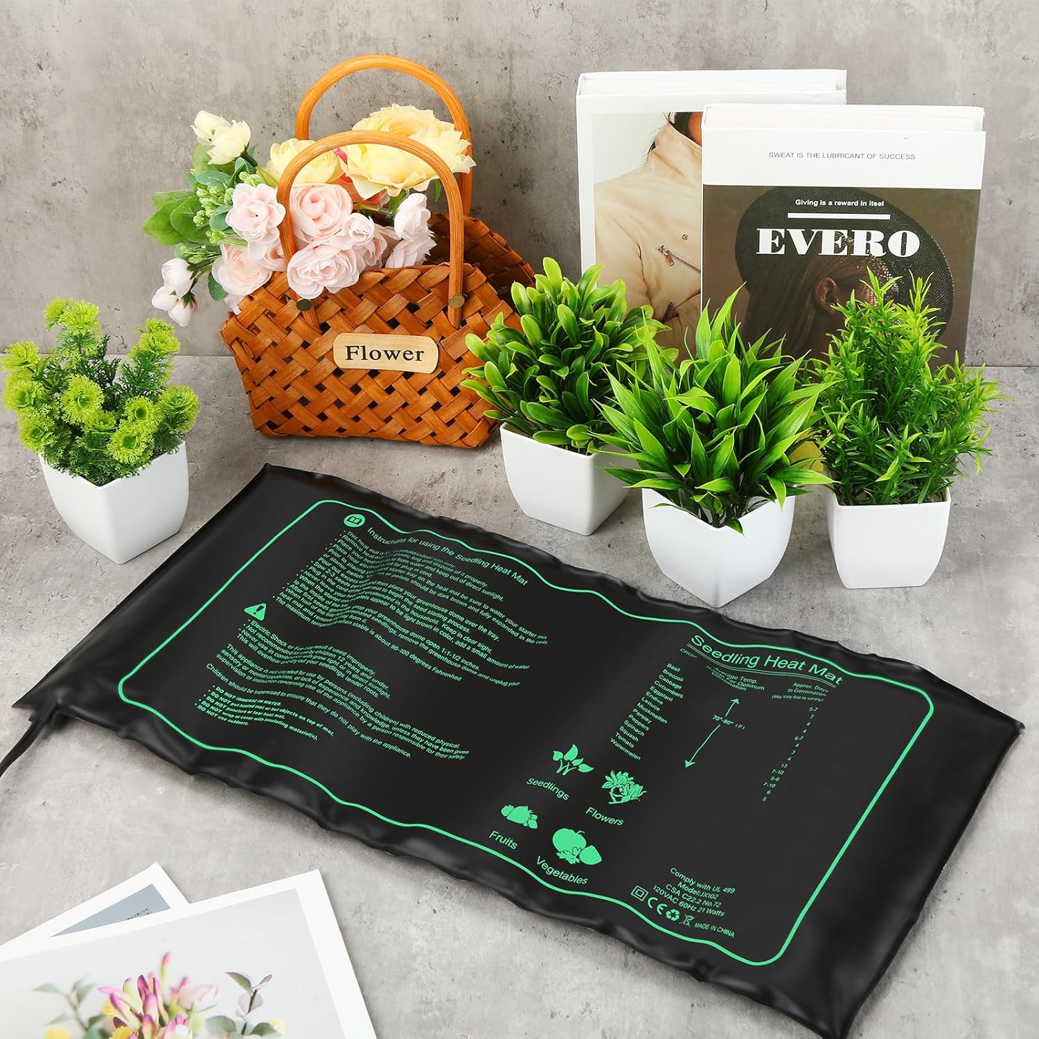 ROCEEI Tapete térmico de plántulas a granel, 10 x 20.75 pulgadas, alfombrillas térmicas para plantas de inicio de semillas, tapete de calentamiento