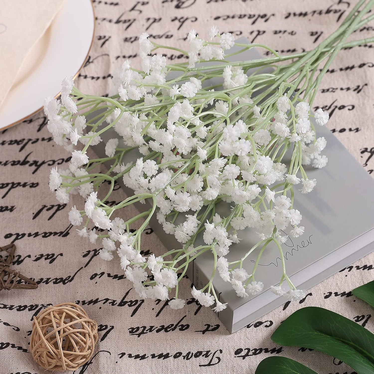 XIUER 10 piezas de aliento de bebégypsophila plantas artificiales de seda falsas decoración de fiesta de boda flores de tacto real DIY hogar jardín