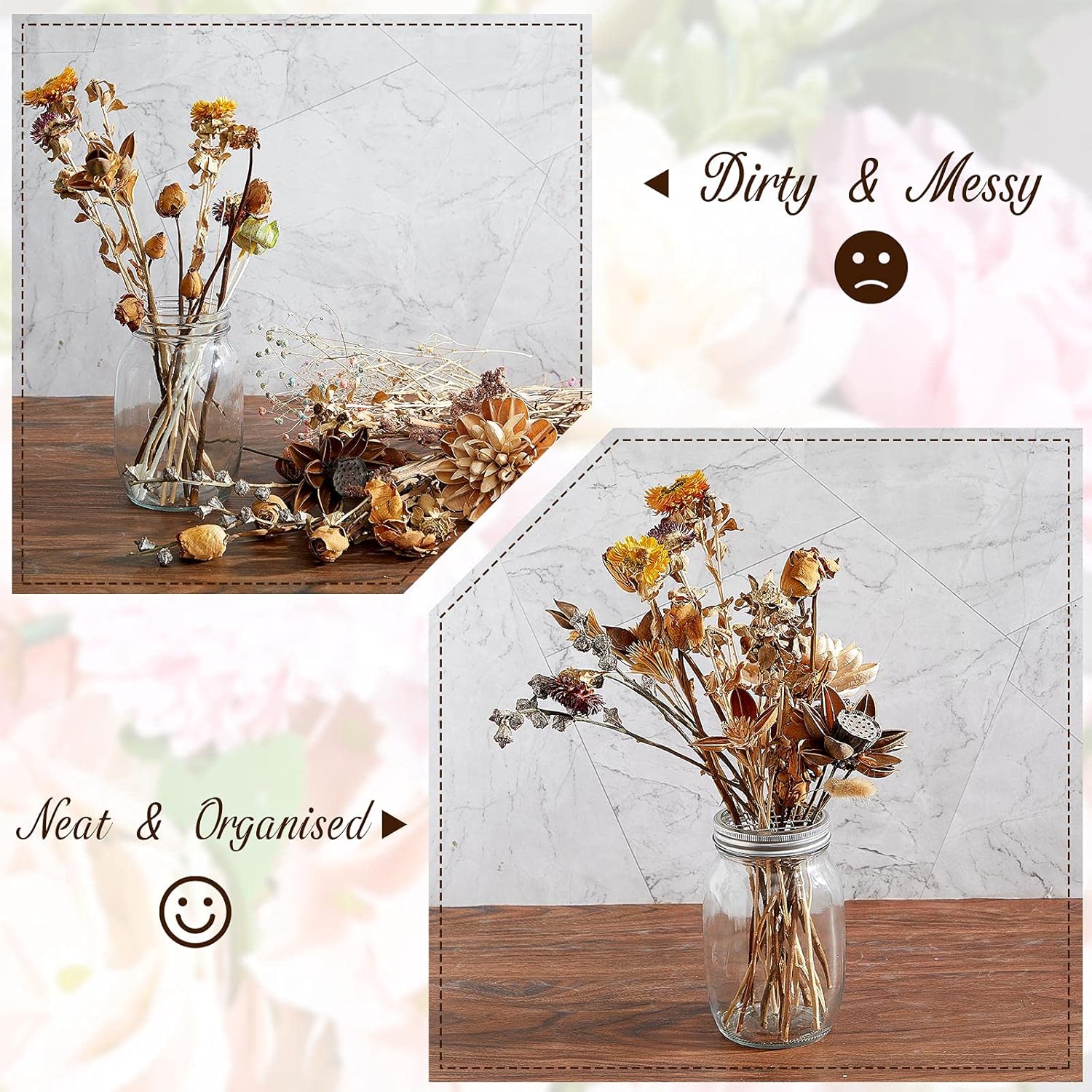 Tapa de tarro de flores Mason para tarros de conservas de boca ancha, tapa de flores de metal, rejilla de masón, organizador de flores, tapa para