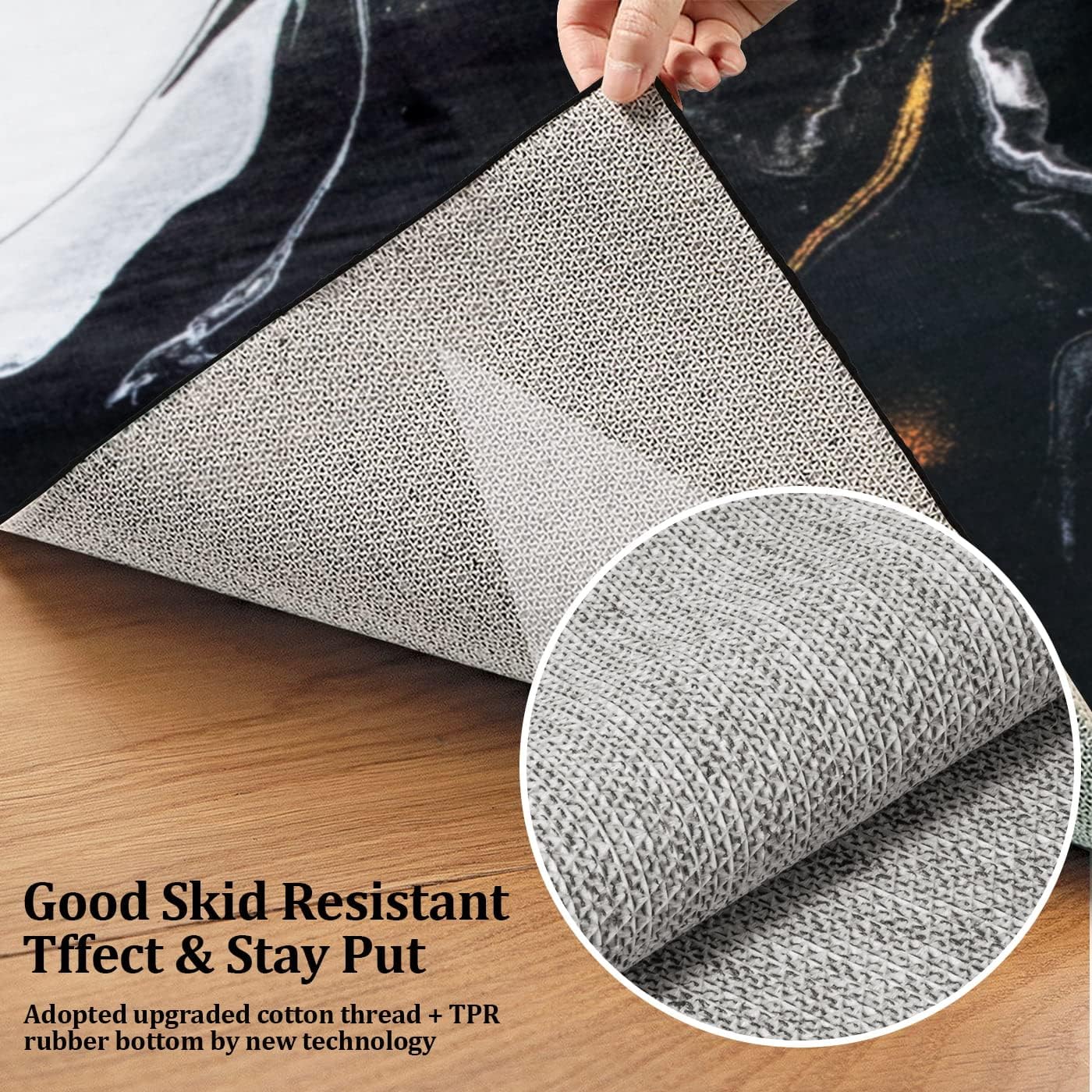 Modern Abstract Collection – Alfombra de área de 3 x 5 pies, lavable, antideslizante, con textura de mármol, alfombra para dormitorio, comedor,