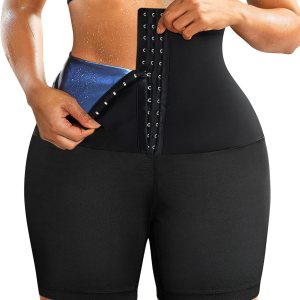 SCARBORO Pantalones cortos de sauna para mujer, cintura alta, entrenamiento, compresión, adelgazamiento, entrenamiento, sauna, traje moldeador SCARBORO Pantalones cortos de sauna para mujer, cintura alta, entrenamiento, compresión, adelgazamiento, entrenamiento, sauna, traje moldeador