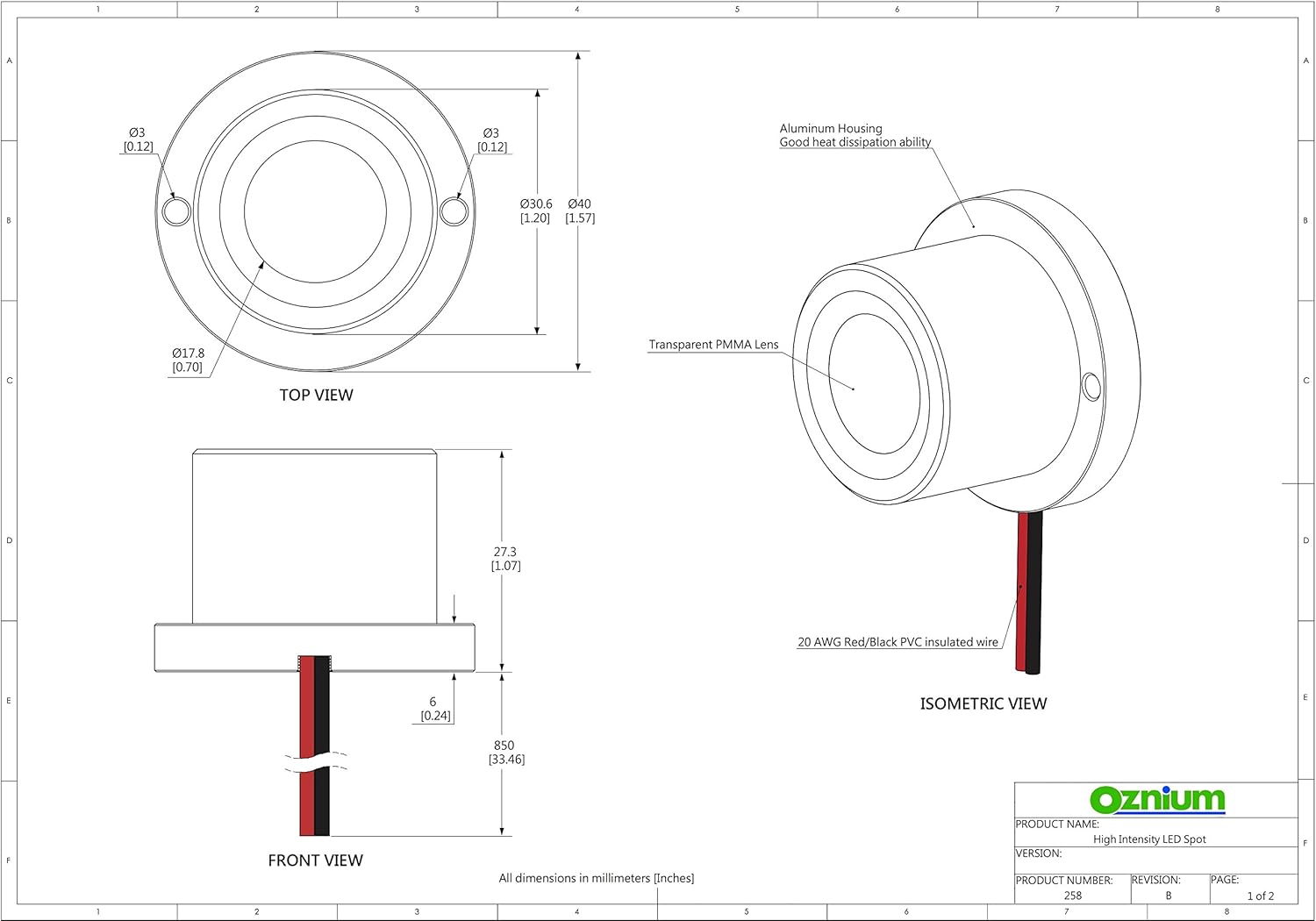 LED de alta intensidad de 3 vatios