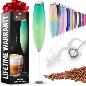 Zulay – Espumador de leche para café con potente motor de titanio mejorado, batidor de mano, espumador de leche, mini mezclador para café, espuma Zulay – Espumador de leche para café con potente motor de titanio mejorado, batidor de mano, espumador de leche, mini mezclador para café, espuma