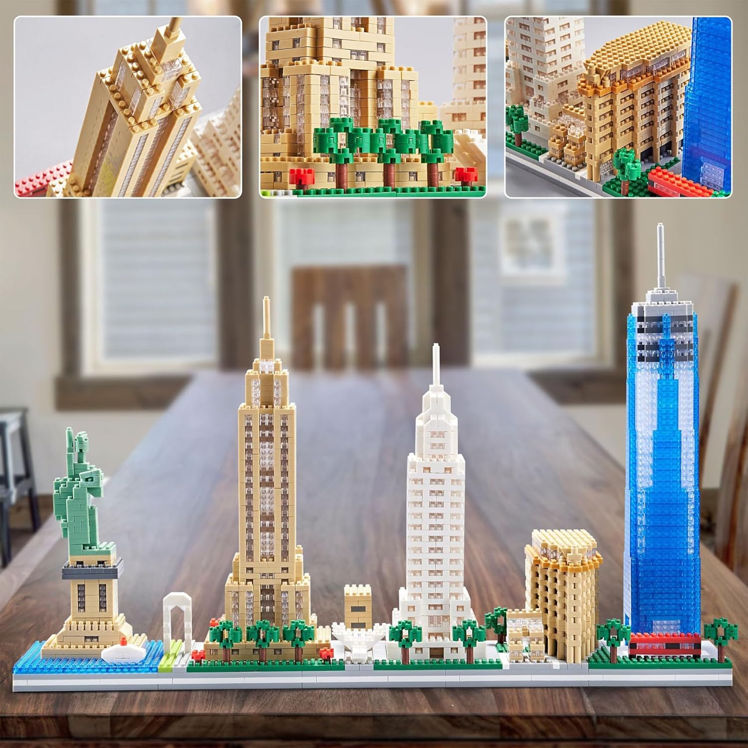 Juego de bloques de construcción, modelo de arquitectura New York Skylines, bloques de construcción, 3452 piezas, micro ladrillos de construcción,