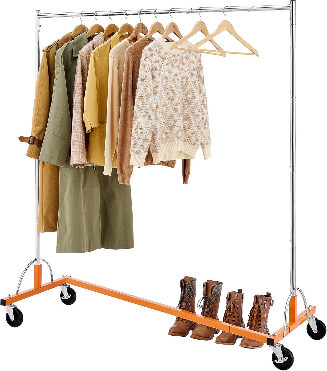 Hoctieon Z Rack, percheros rodantes con base en Z, perchero de ropa resistente, percheros para colgar ropa, perchero portátil para ropa, perchero de