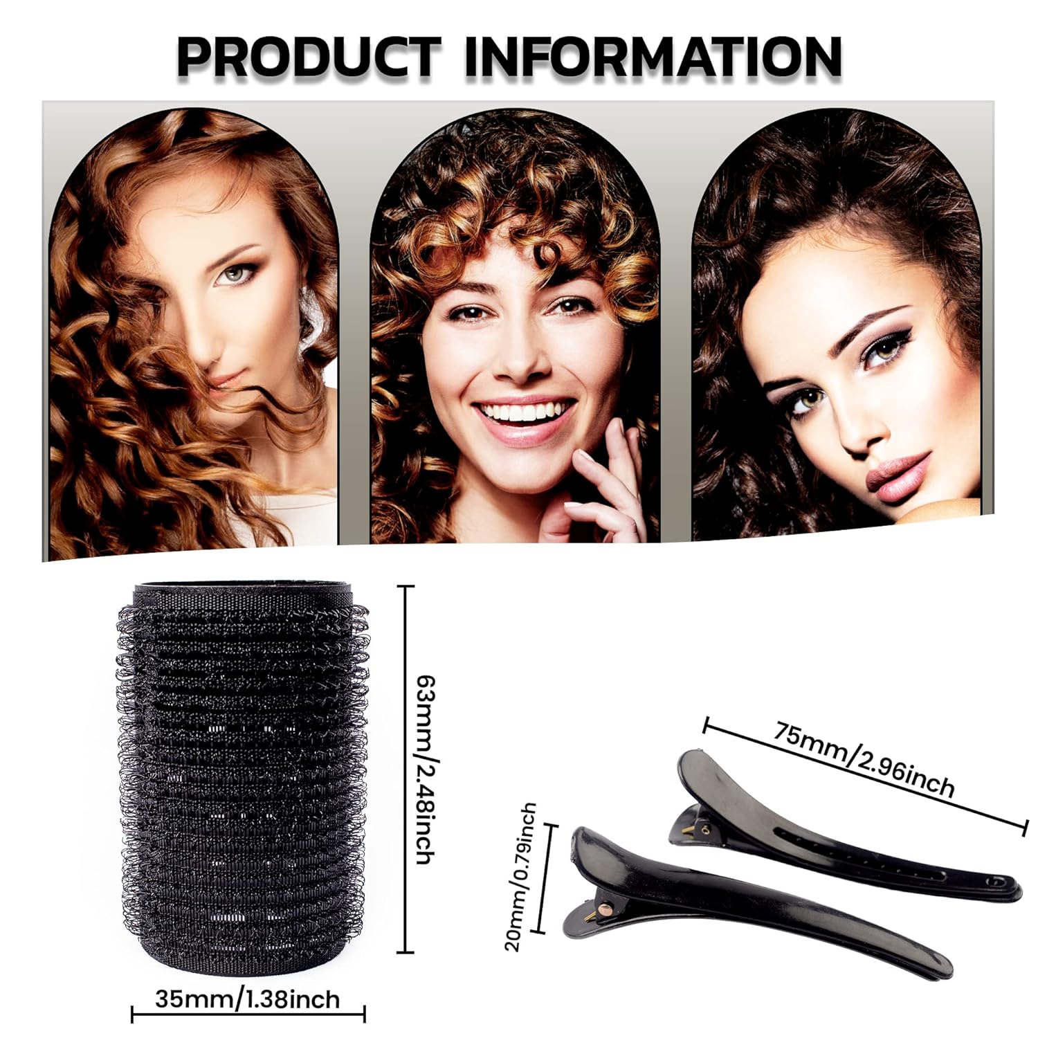 10 rodillos de pelo sin calor con 10 clips, rizadores de velcro autosujetables para cabellos largos y cortos, rizador de pelo pegajoso de agarre,