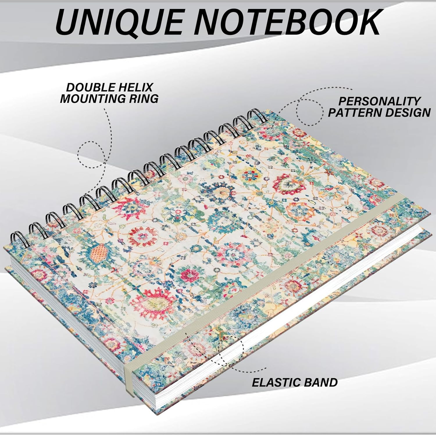 Cabreche Cuaderno de espiral de tapa dura de 5.5 x 8.3 pulgadas, papel grueso de 80 GSM, 60 hojas, 120 páginas con banda de cierre elástica para