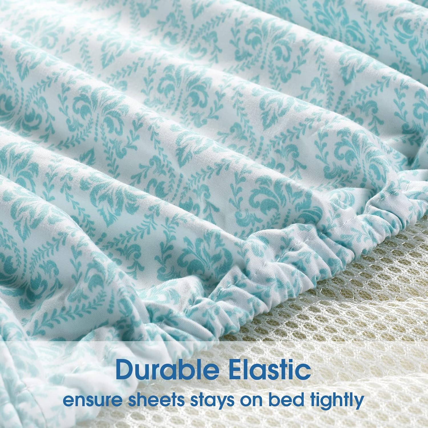 HOMEIDEAS Sábanas estampadas de 6 piezas tamaño Queen con diseño de corazón azul, microfibra cepillada extra suave 1800, bolsillo profundo, sin