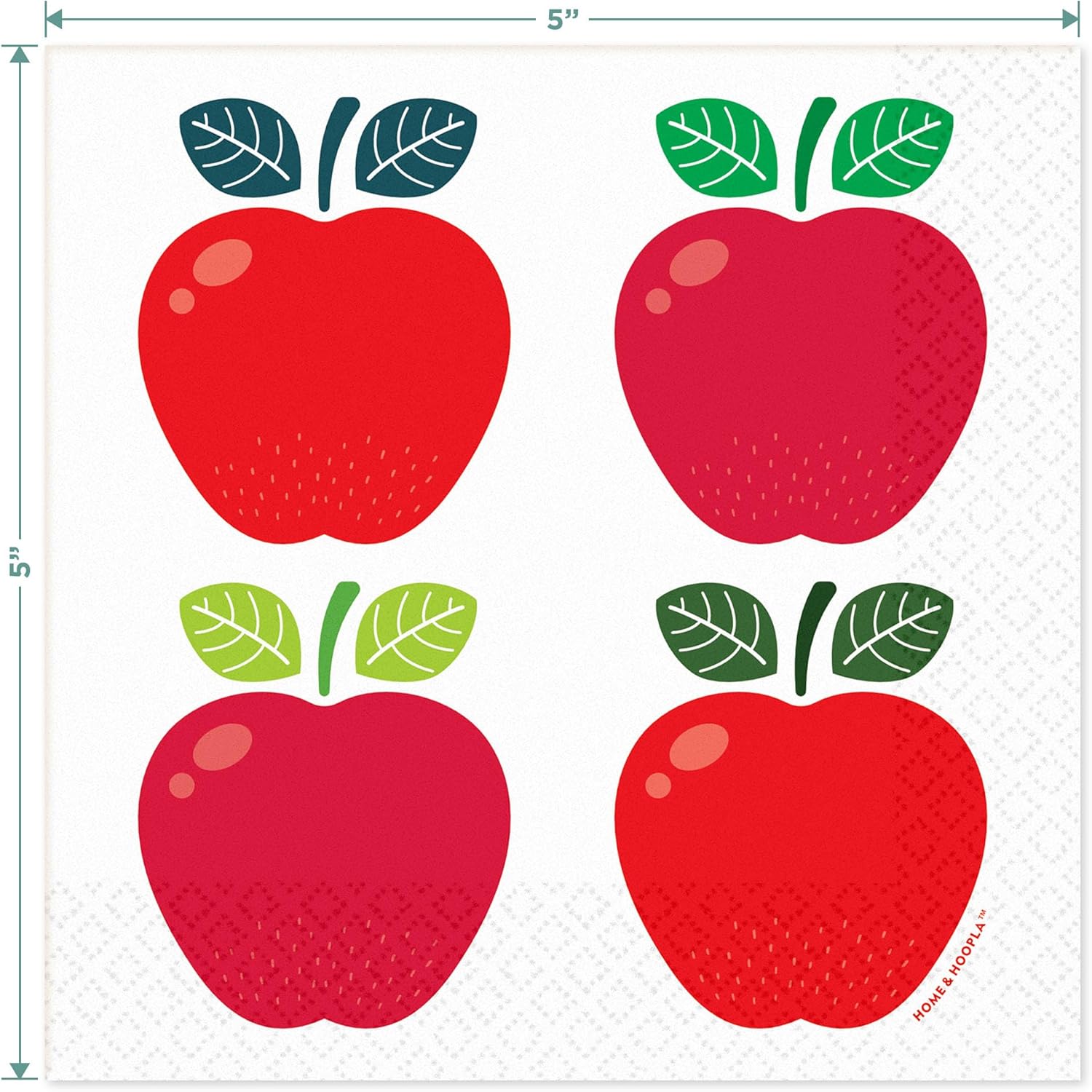 Apple Party Mix – Platos cuadrados de postre de papel, platos de aperitivo en forma de manzana y servilletas para bebidas (32 platos y 32