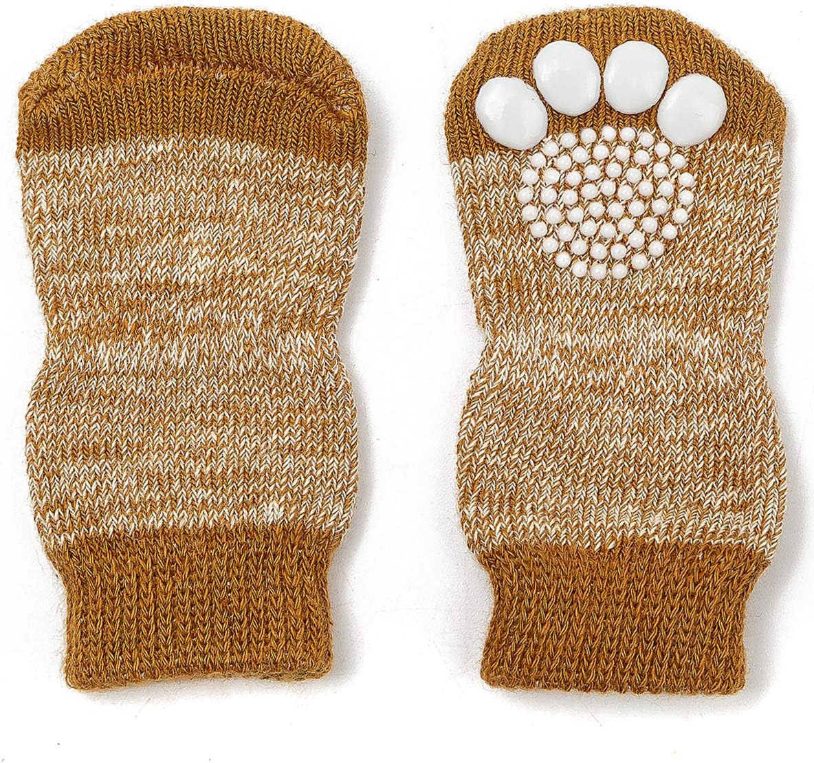 Calcetines de punto antideslizantes para perros y gatos con refuerzo de goma, antideslizante y protector de pata para uso interior, apto para perros