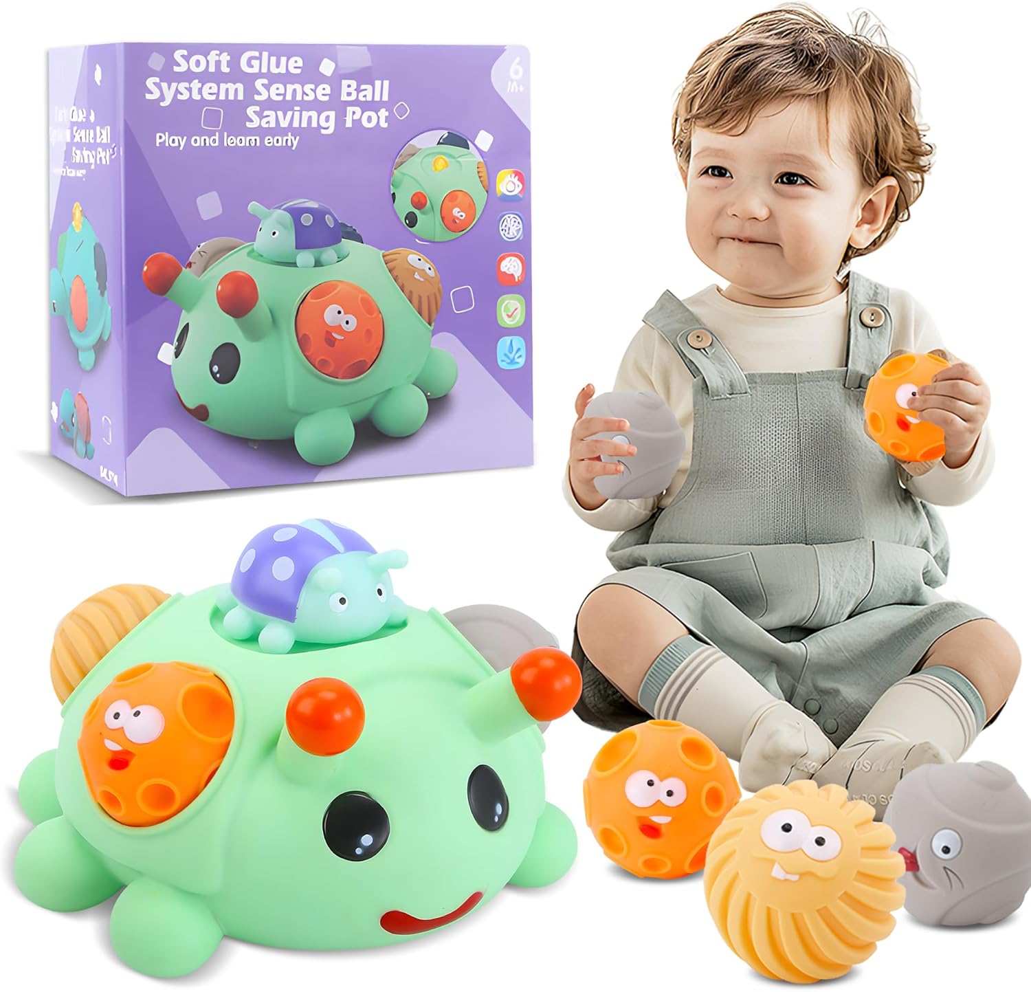 Pelotas para niños pequeños de 1 a 3 años, juguetes Montessori para bebés de 6 a 12 meses, bolas sensoriales sin BPA, regalo de dentición, bolas