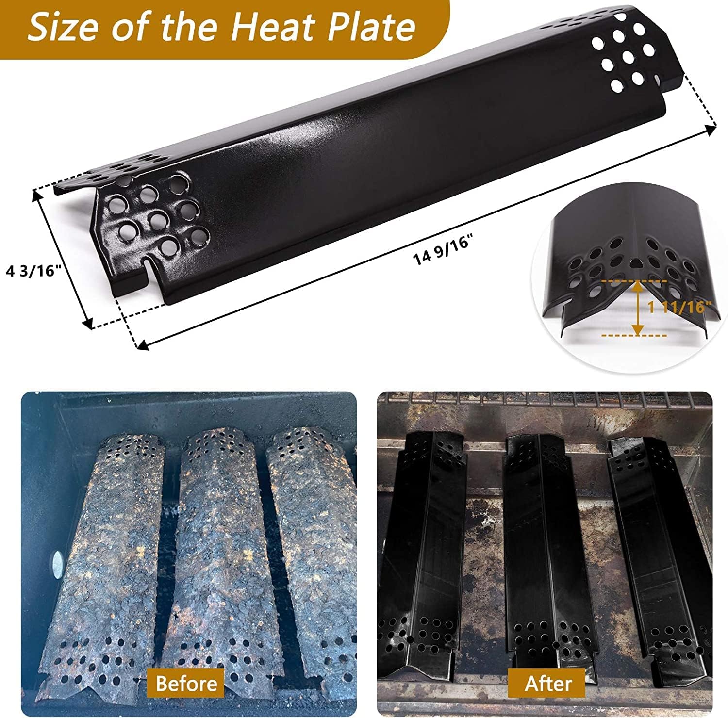 Adviace Piezas de repuesto de parrilla para Nexgrill 720-0888, 720-0888N, 720-0830H modelos de parrilla de gas, rejillas de acero inoxidable de 17