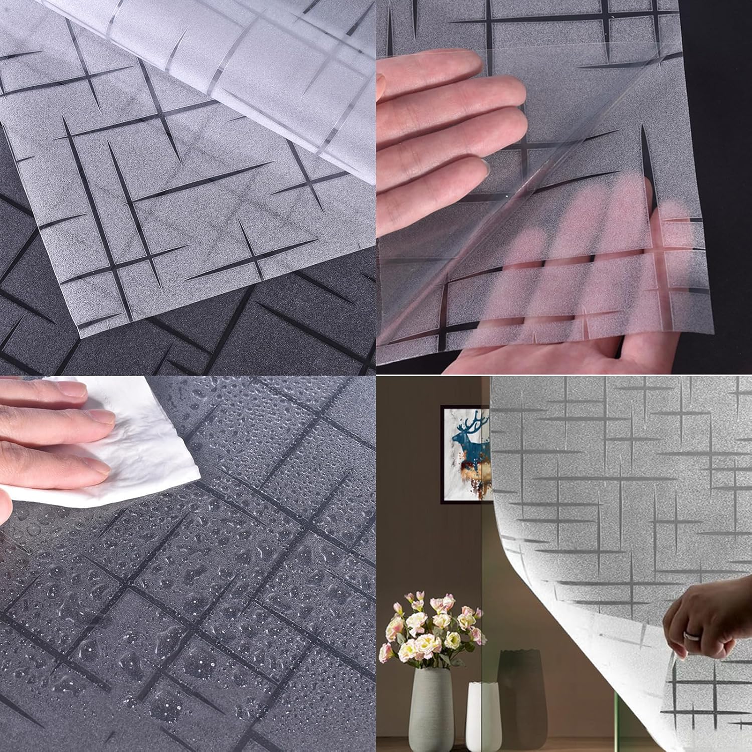 Película de privacidad para ventana, calcomanía decorativa extraíble de vidrio, vinilo 3D con bloqueo solar y UV, calcomanías para ventanas de