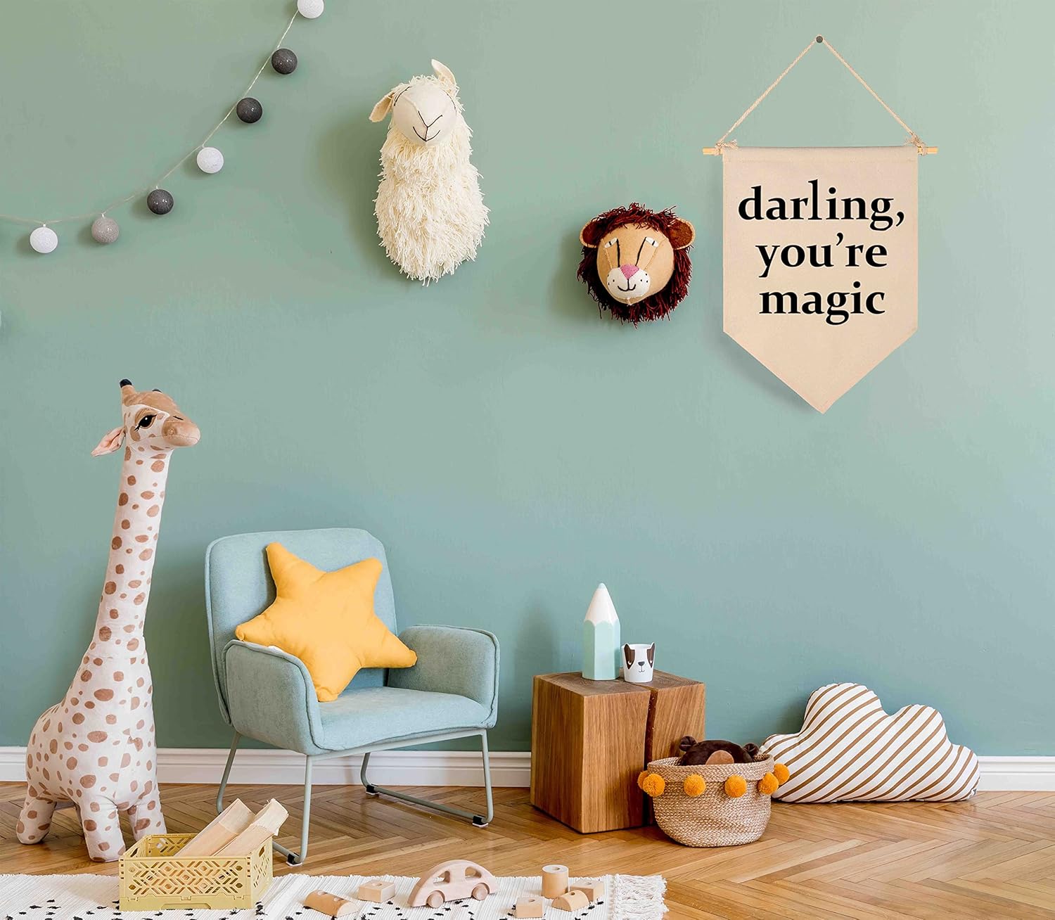 Darling You’re Magic – Bandera colgante de lona para pared, regalo para guardería, bebé, niños, niñas, niños, adolescentes, dormitorio, sala de