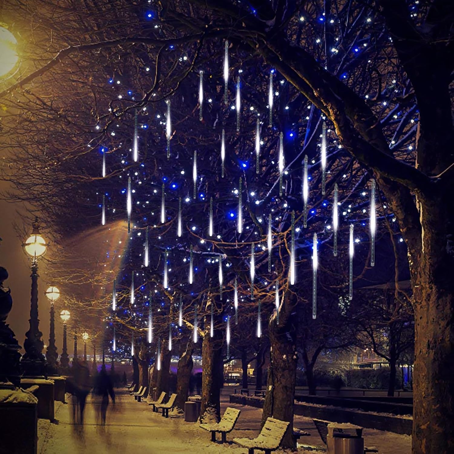 Luces de Navidad para exteriores, 10 tubos, 240 LED, luces de caída de lluvia, IP65, impermeables, con certificación UL, luces de lluvia de