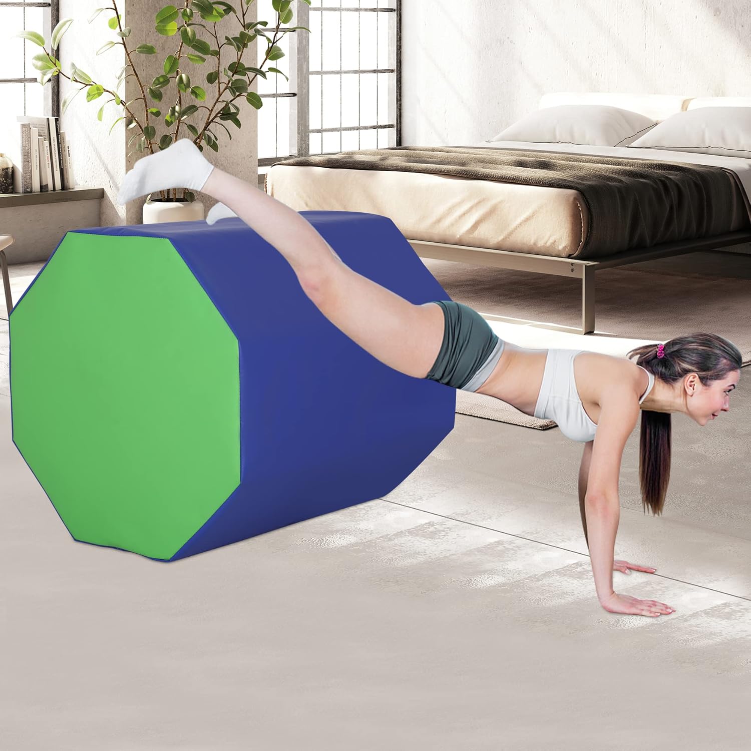 Tapete octágono de gimnasia de 24.4 x 25.6 pulgadas, con forma de habilidad octágono, equipo de gimnasia octágono, tapete de entrenamiento de