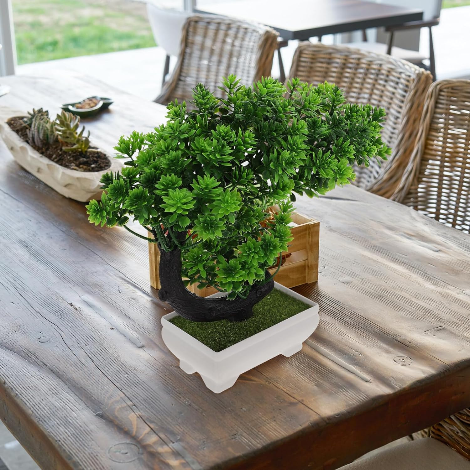 GANAZONO Pequeñas plantas artificiales para decoración del hogar, mini árbol bonsái artificial, plantas artificiales japonesas para decoración del