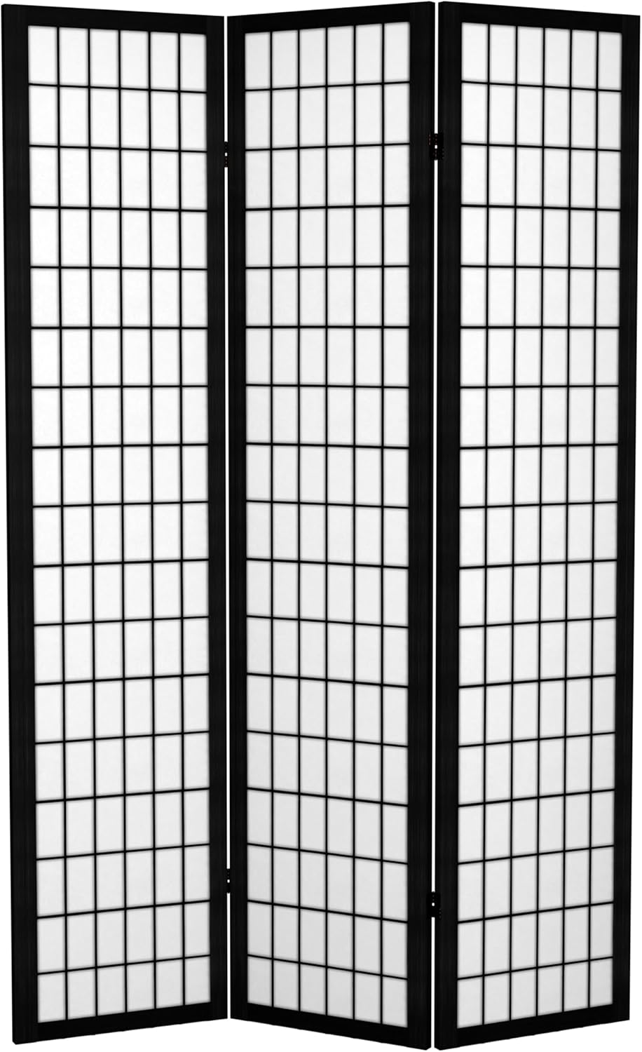 Oriental Furniture – Divisor de habitación de lona para ventana de 6 pies de alto, color negro, 3 paneles
