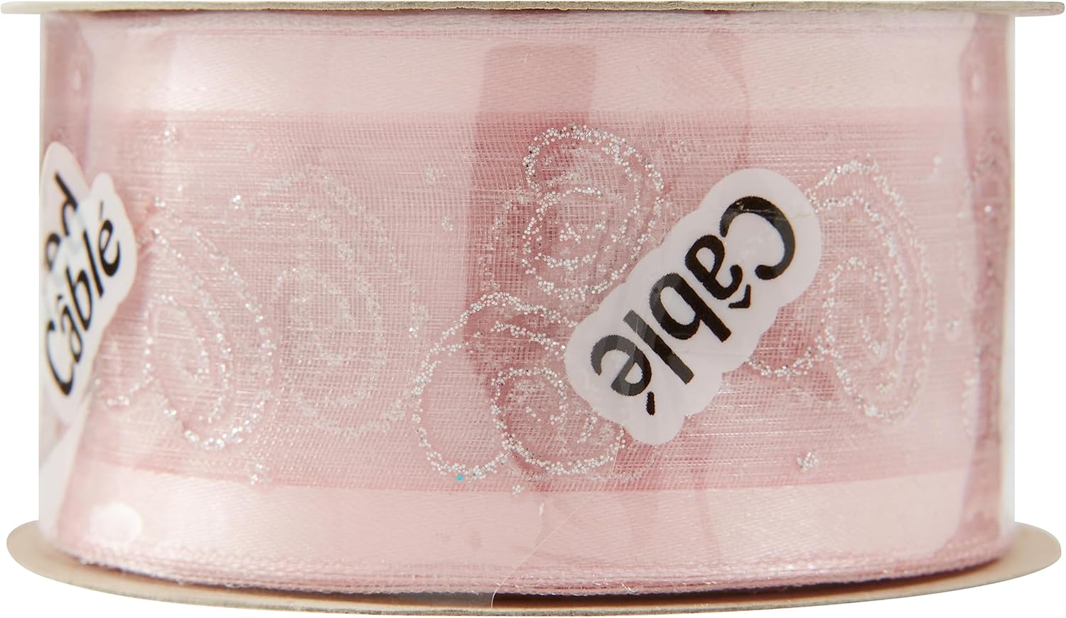 Offray Cinta de satén de borde transparente de 1.5 pulgadas de ancho, 9 pies en total, color rosa