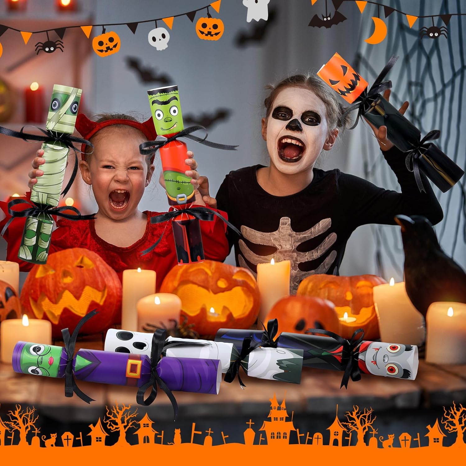 24 paquetes de galletas de Halloween sin broches de fiesta de Halloween, cajas de dulces a granel para Halloween, cajas de dulces para Halloween,