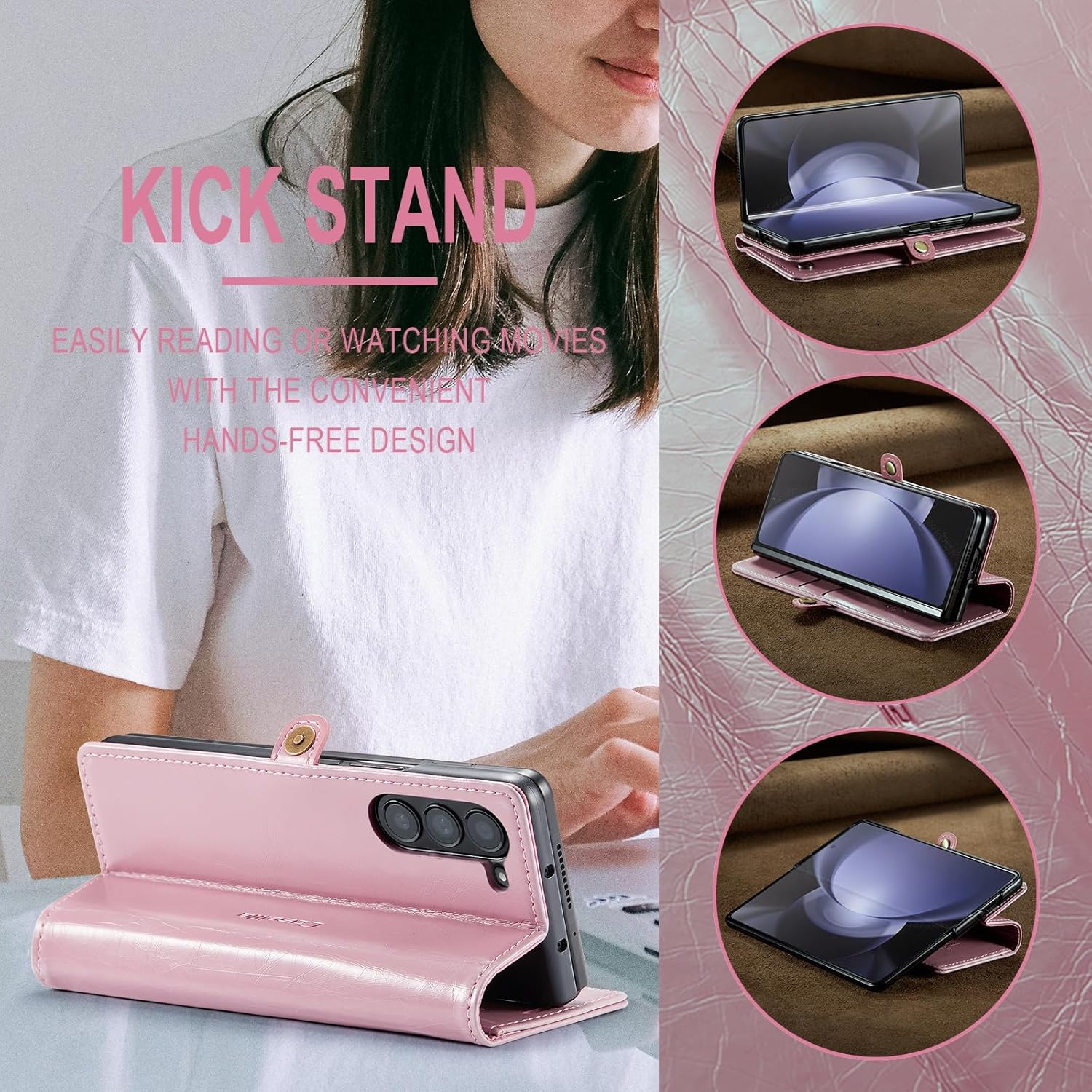 Hongxinyu Funda tipo cartera para Samsung Galaxy Z Fold5 2023, protección magnética, de piel sintética, con tarjetero, ranura para efectivo, bloqueo