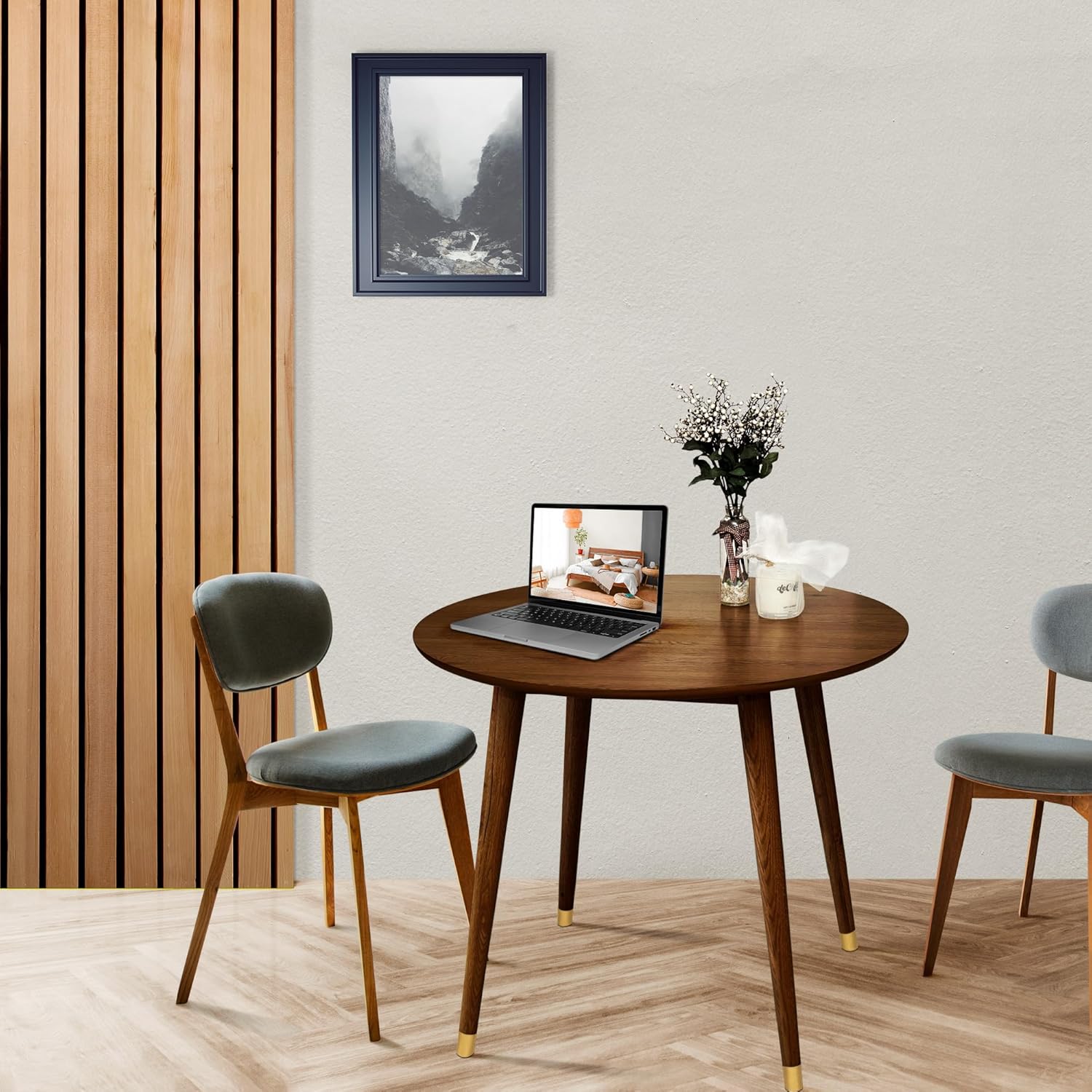 Acacia Alma – Mesa de comedor redonda de madera maciza para 4 personas, mesa de comedor, mesa de patio, mesa auxiliar, mesa de café, escritorio de