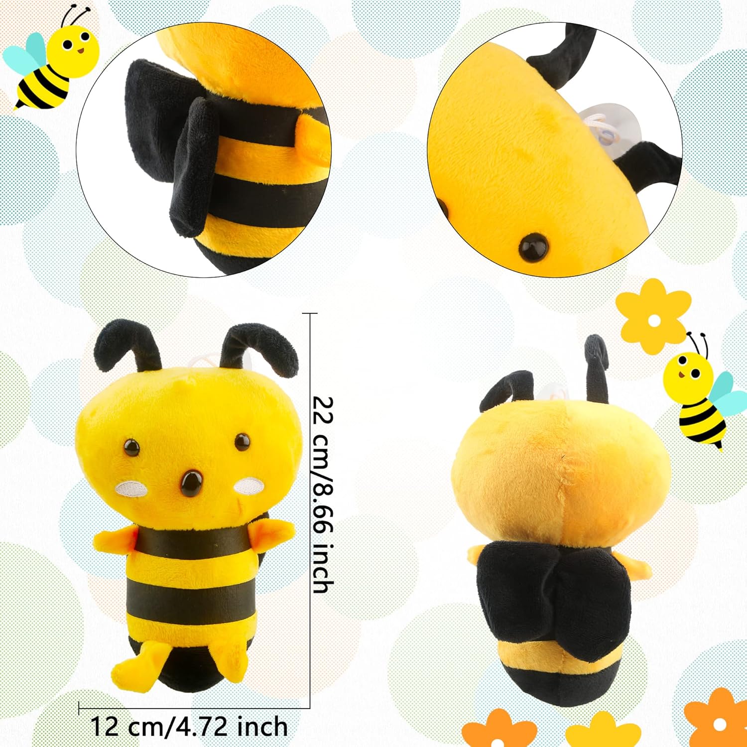 Paquete de 8 juguetes de peluche de abeja de 8 pulgadas, lindos abejorros de peluche realista suave para baby shower, tema de animales, Navidad,