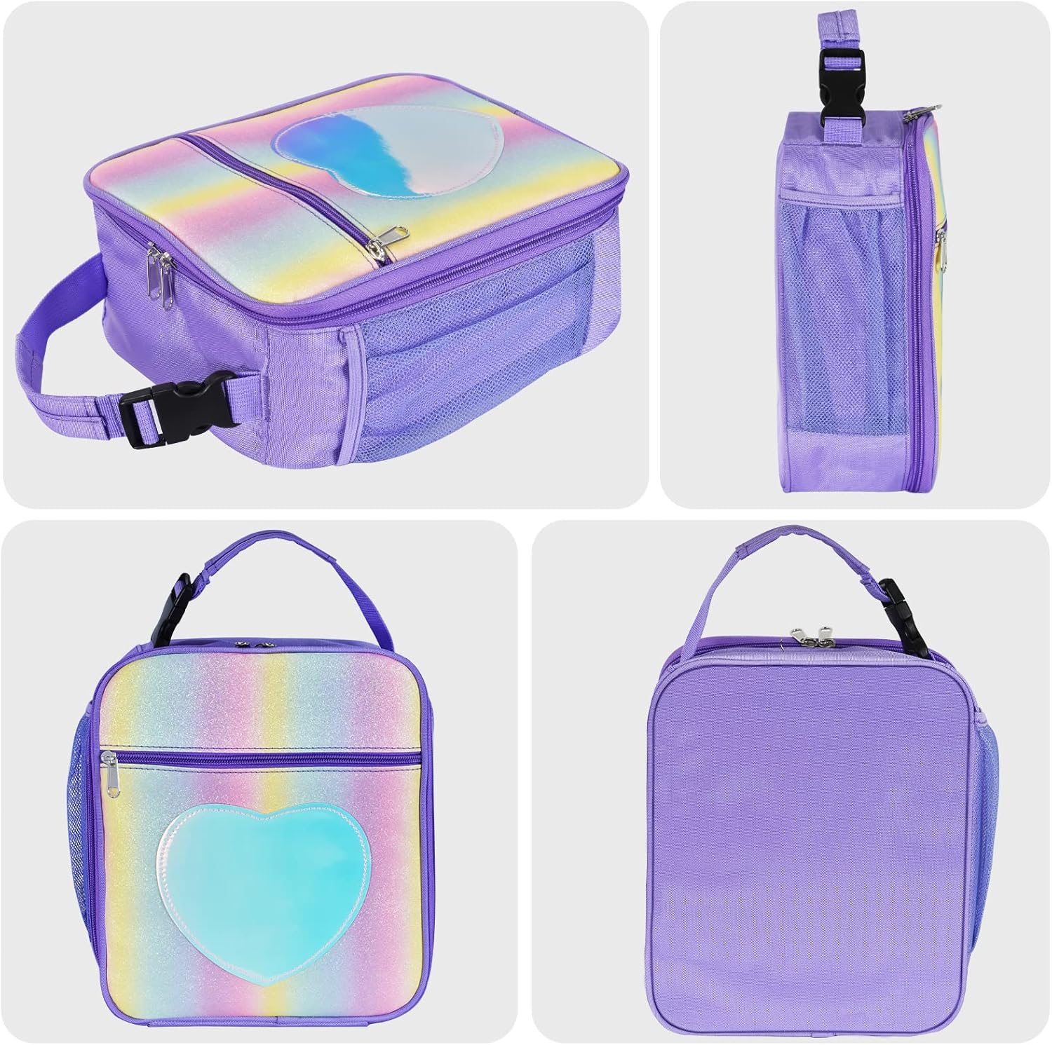 Samhe Lonchera para niñas y niños, bolsa de mano aislada con diseño de arco iris, a prueba de fugas, térmica, reutilizable, para la escuela, la