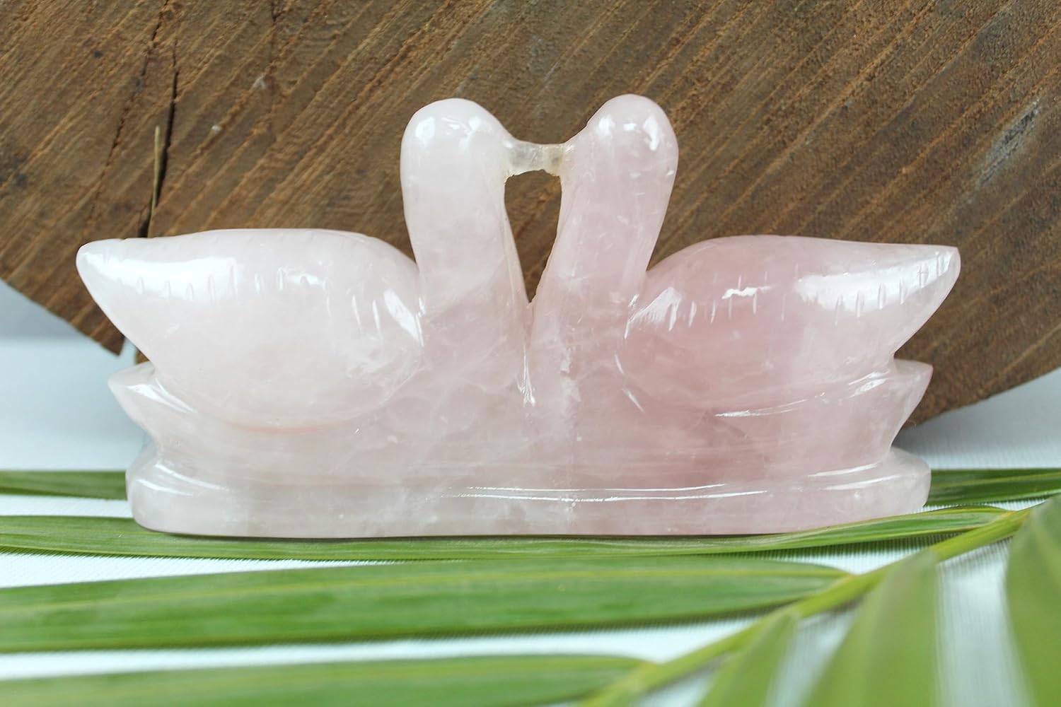 Jet Natural – Figuras Fengshui de cuarzo rosa para pareja, patos, pájaros (hombre y hembra) para amor y romance (5.11  7.05 onzas)