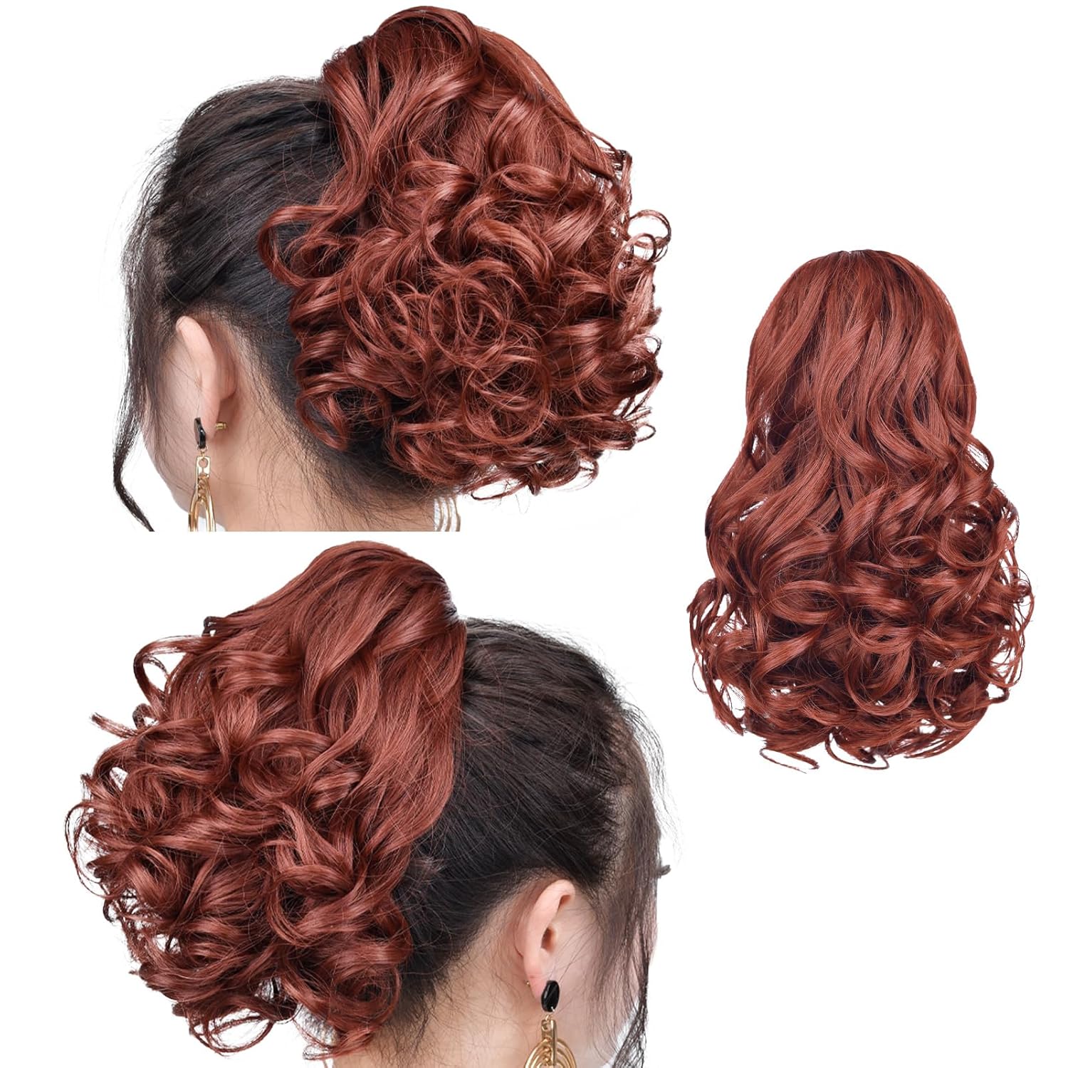 SYXLCYGG Cola de caballo con clip, extensiones de cola de caballo negras onduladas de 10 pulgadas, 3.5 onzas, pelo sintético como pelo real, fácil