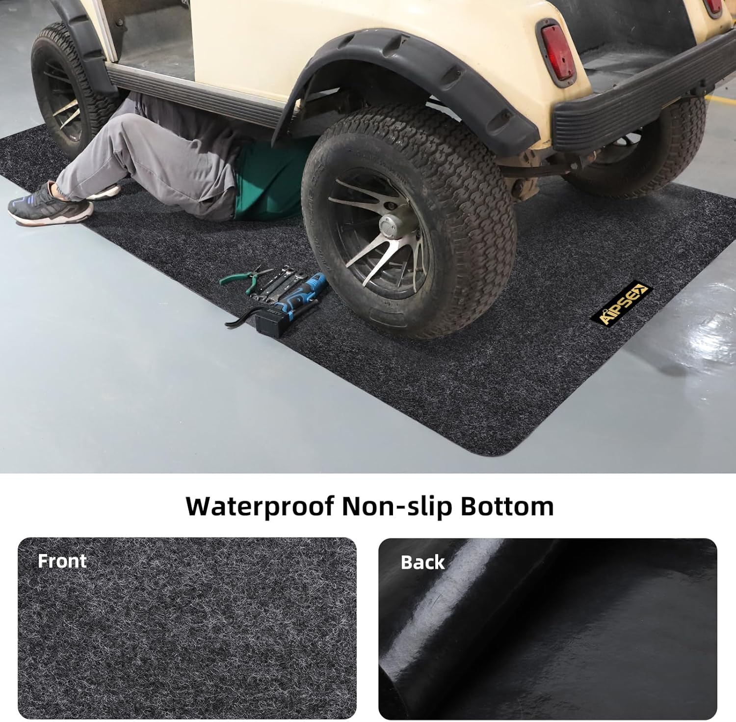 AIPSET Tapete de garaje para carrito de golf, tapete de estacionamiento, almohadilla mecánica para EZGOClub CarYamahaUTVATV, absorbente de aceite,
